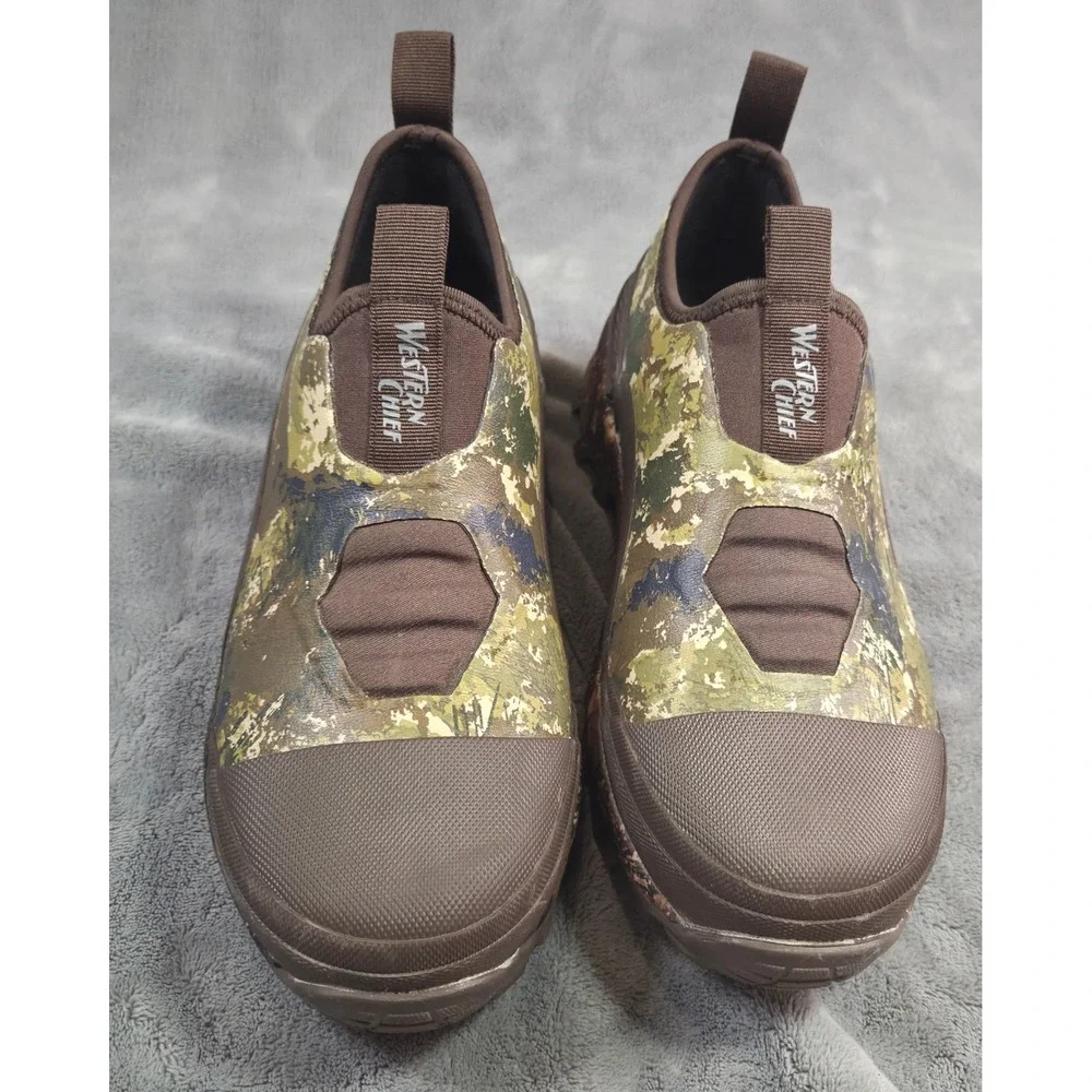 Western Chief Mens Camo Waterproof Garden Shoes Size 8 Brown Rubber Neoprene